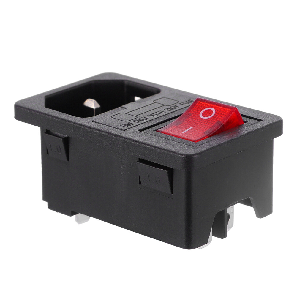 AC Power Socket 3-Pin Electrical Outlet 10A 250V Power Inlet with Light