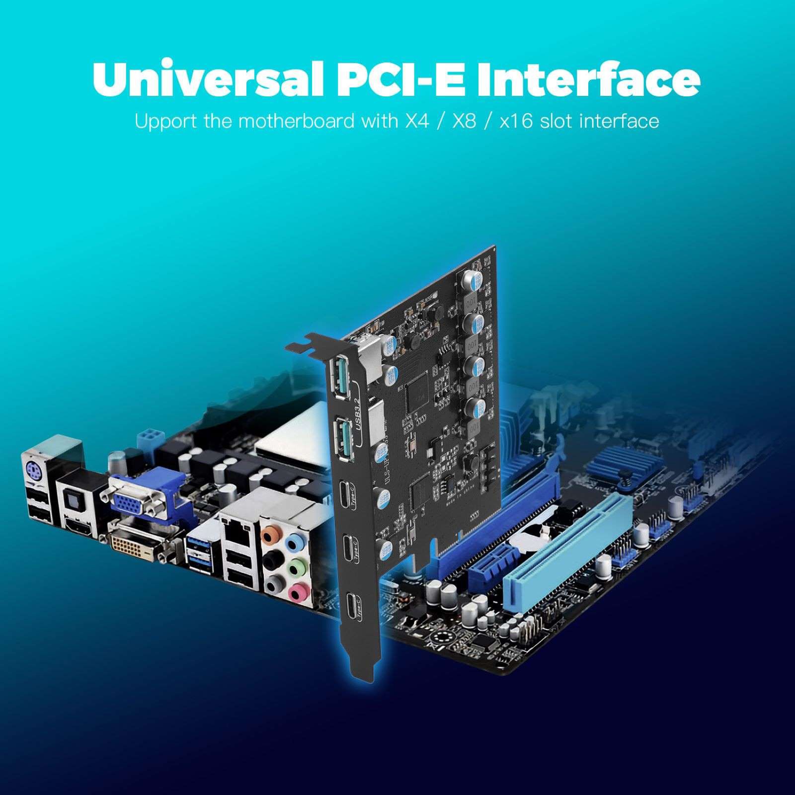 5 Ports Desktop Expansion Card 20G USB 3.2 Gen 2 2*USB-A 3*USB-C For Win 7/8/10