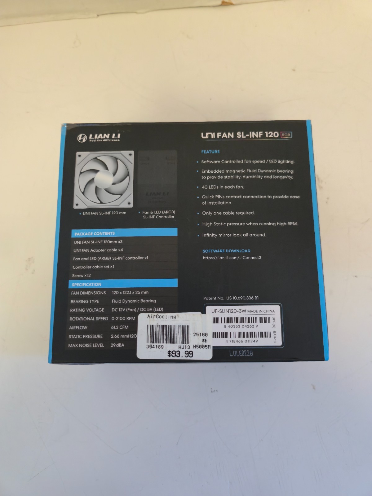 FANS ONLY – Lian Li Uni Fan SL-INF 120 – White – 3 Pack