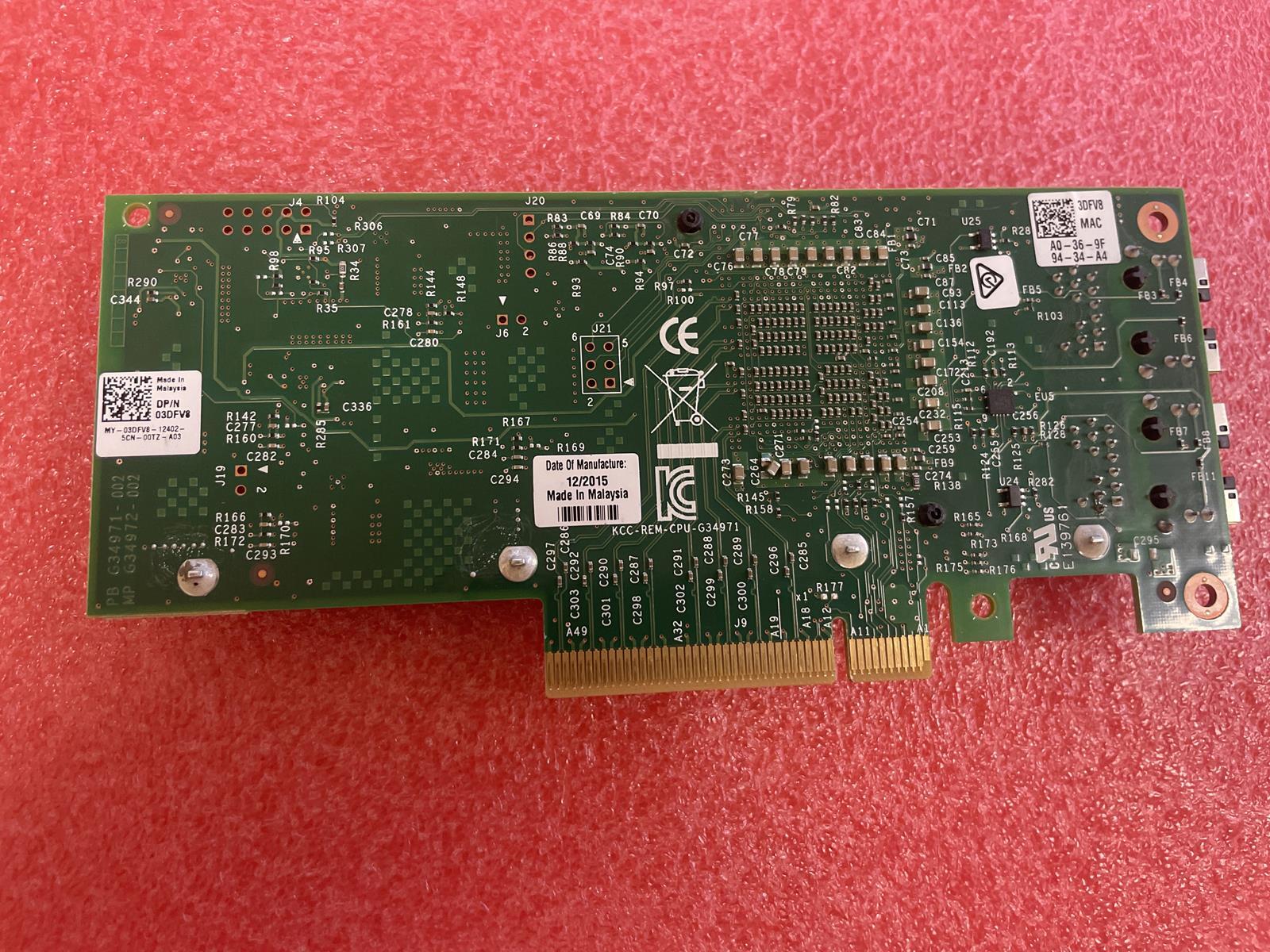 INTEL X540-AT2 DELL 03DFV8 ETHERNET PCIe NETWORK ADAPTER, NO BRACKET, TESTED