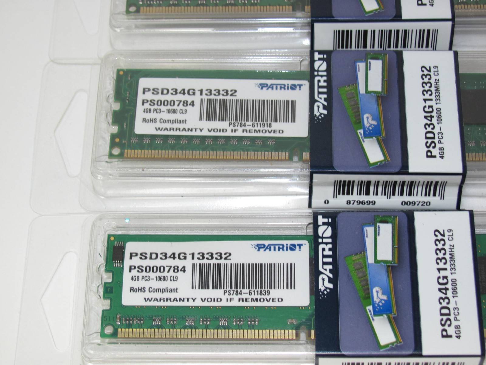 Patriot Memory 4GB X 4 Pieces PC3-10600 CL9 1333Mhz RAM (PSD34G13332)