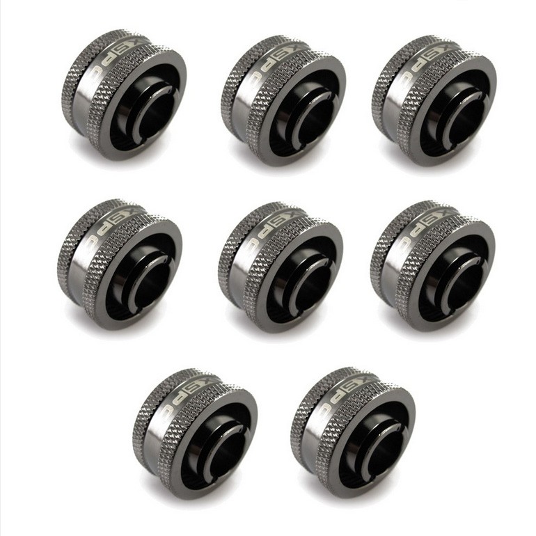XSPC G1/4″ Compression Fitting 1/2″ ID 3/4″ OD 19/13mm V2 Pack of 8 Black Chrome