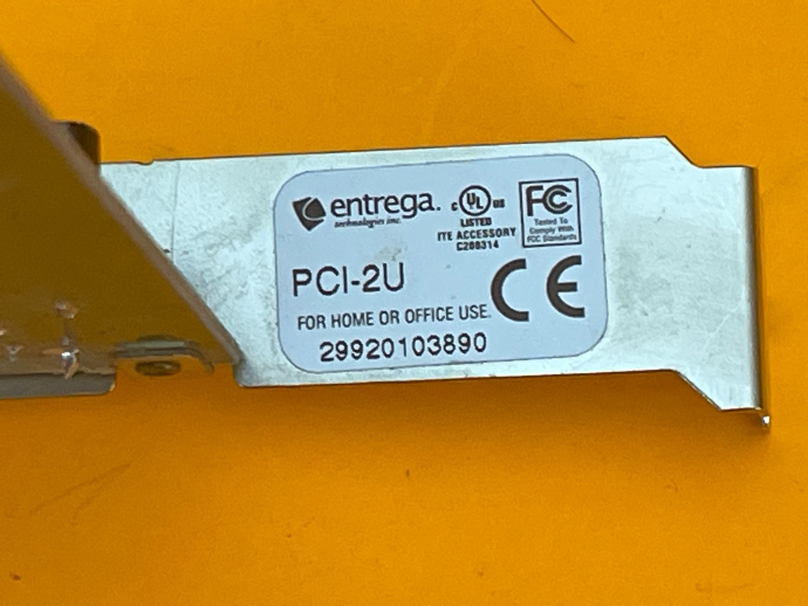 ENTEGRA PCI-2U 2 PORT USB CARD PCI PREOWNED SEE DESCRIPTION P/N 240-0010-001