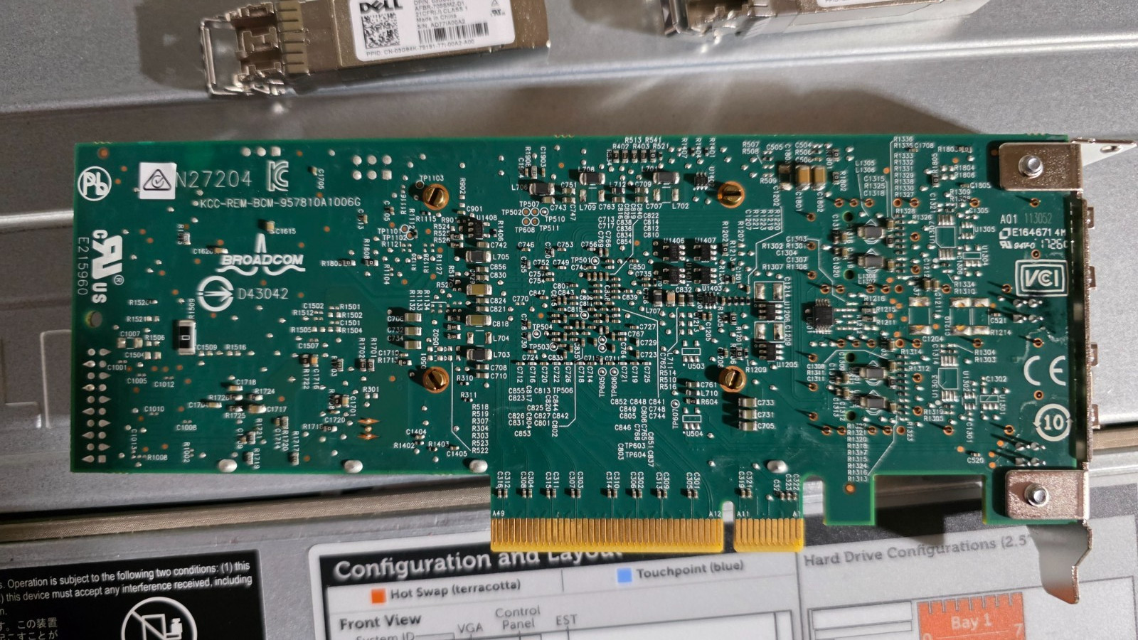 Dell Broadcom 57810S 2x10Gb SFP PCIe w Low Height Bracket & SFPs Y40PH 0Y40PH