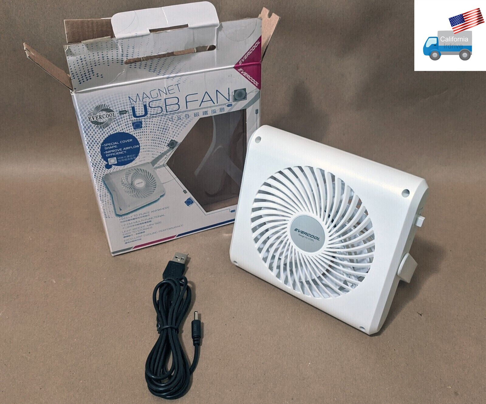 Evercool Magnet USB Fan 120mm OFF/LOW/HIGH switch PC Powered Desktop Air Cooling