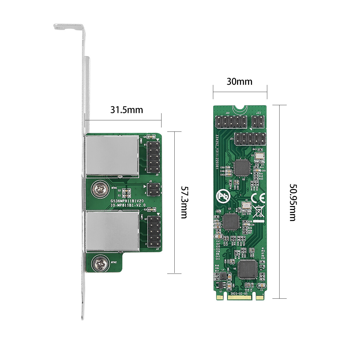 2.5G M.2 to RJ45 Ethernet Network Card M.2 B+M Key 2500 Mbps RTL8125B Chipset