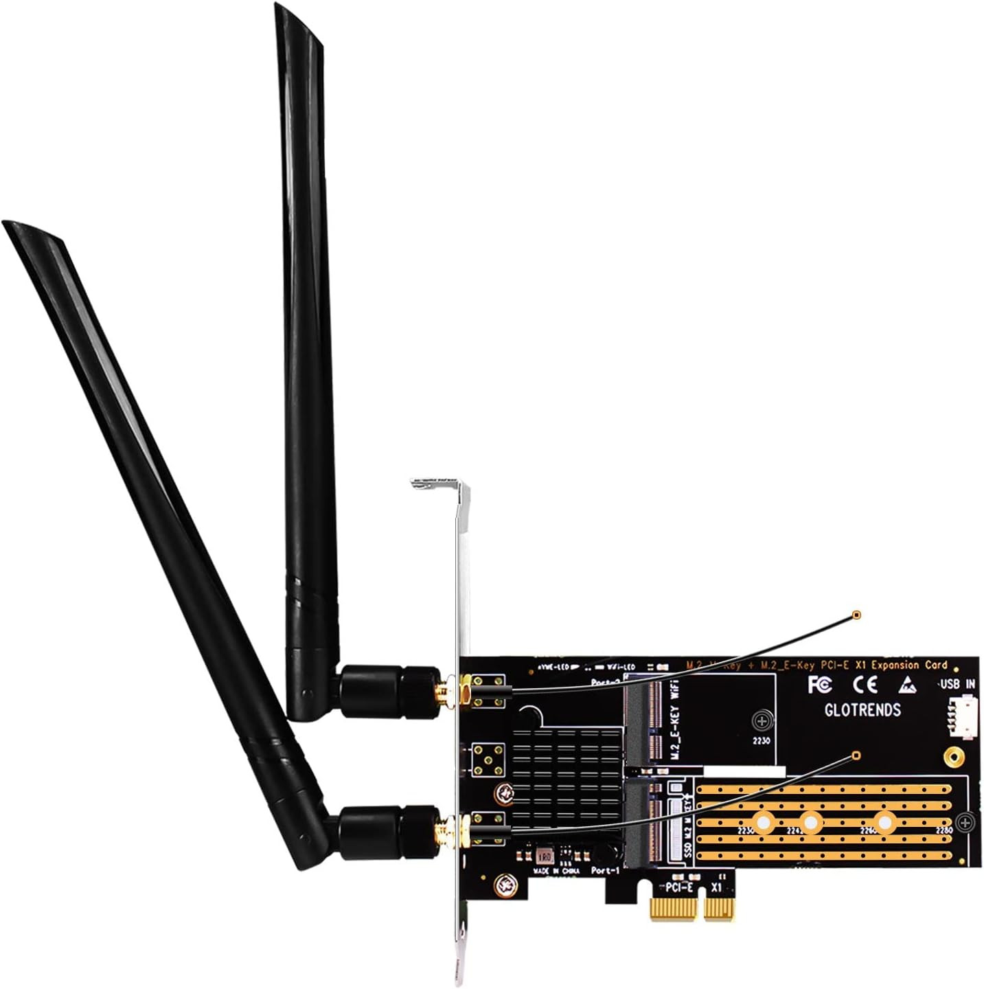 WA05 Pcie X1 Adapter for One M.2 Key-E Wifi Module and One M.2 Nvme
