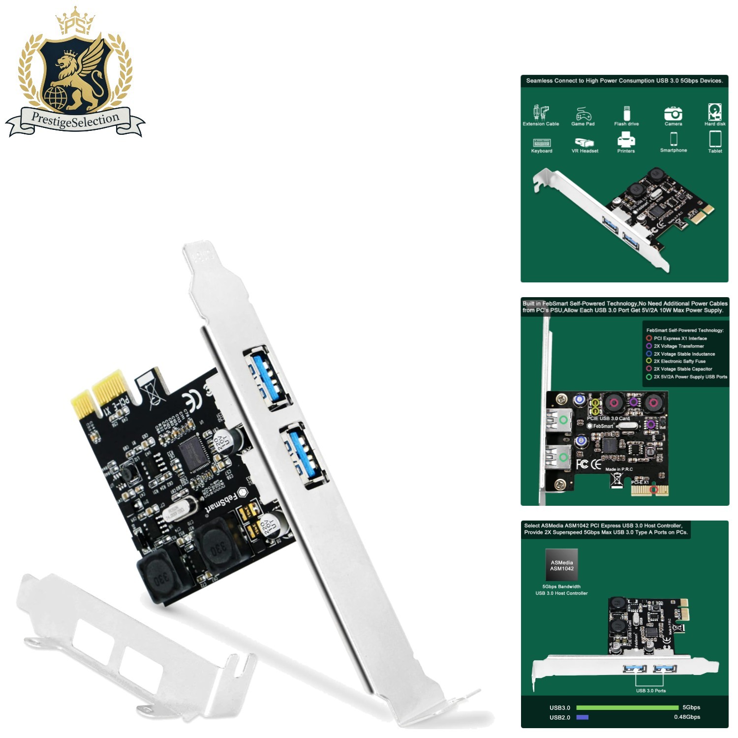 FS-U2S-Pro: 2-Port Self-Powered USB 3.0 Expansion Card for Windows & Mac Systems