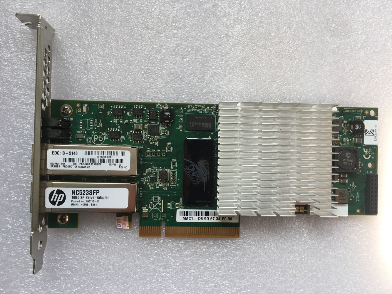 HP NC523SFP 593742-001 593715-001 10Gb network card +2PCS SFP+ Cable