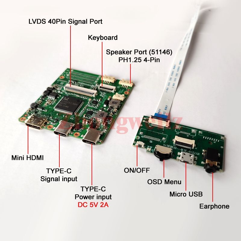 For LP156WH2-TLEA/TLF1 Mini HDMI 40 Pin LVDS 1366×768 USB-C Controller Board Kit