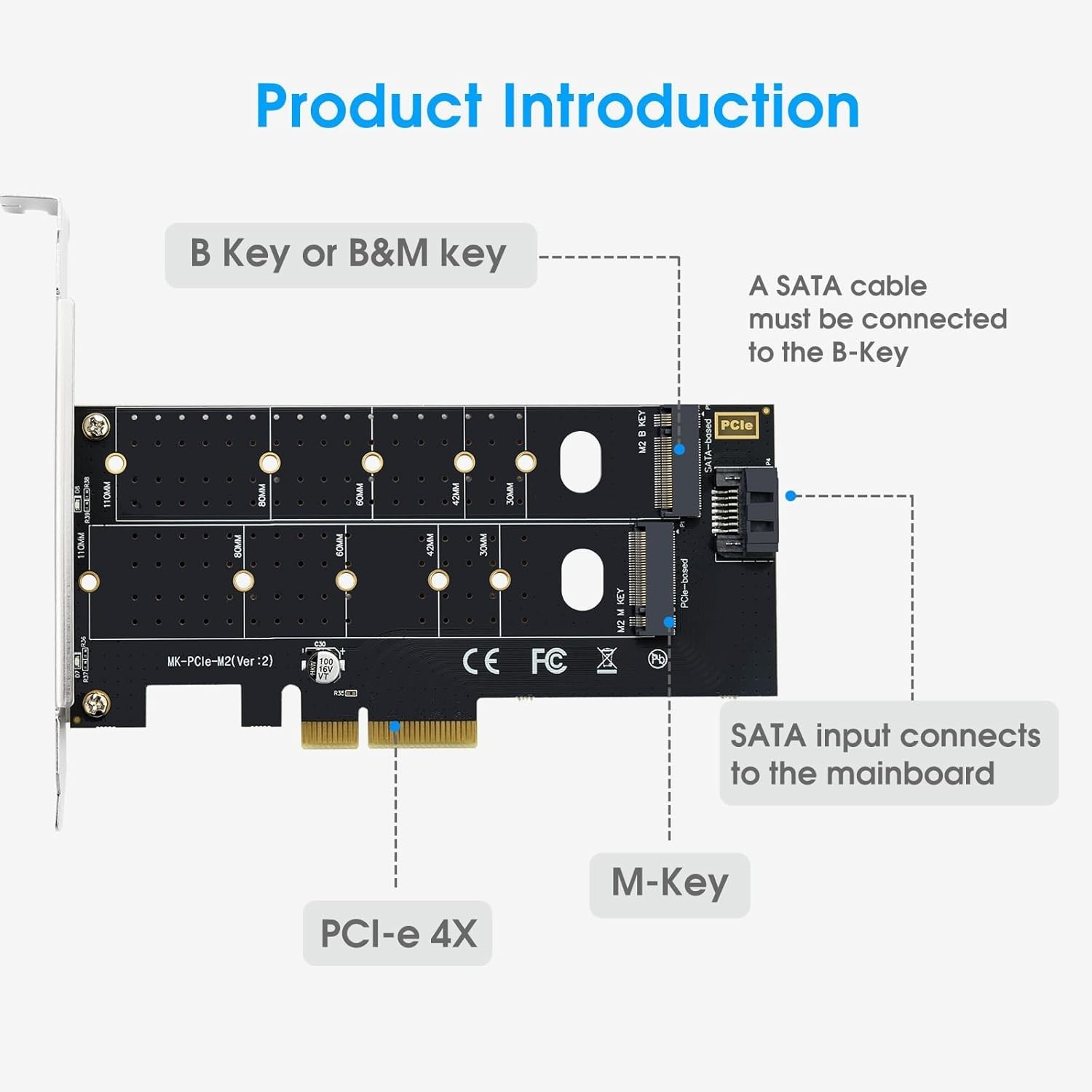 Dual M.2 PCIE Adapter NVME/NGFF to PCIE X4 Expansion Card 32Gbps PCIE NVME SS…
