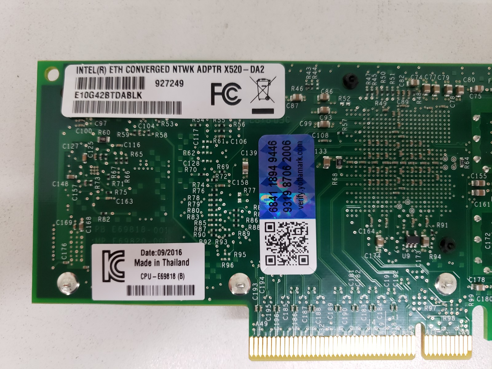 Intel X520-DA2 2x10GbE SFP+ PCIe Network Card with Low Profile Bracket 927249.