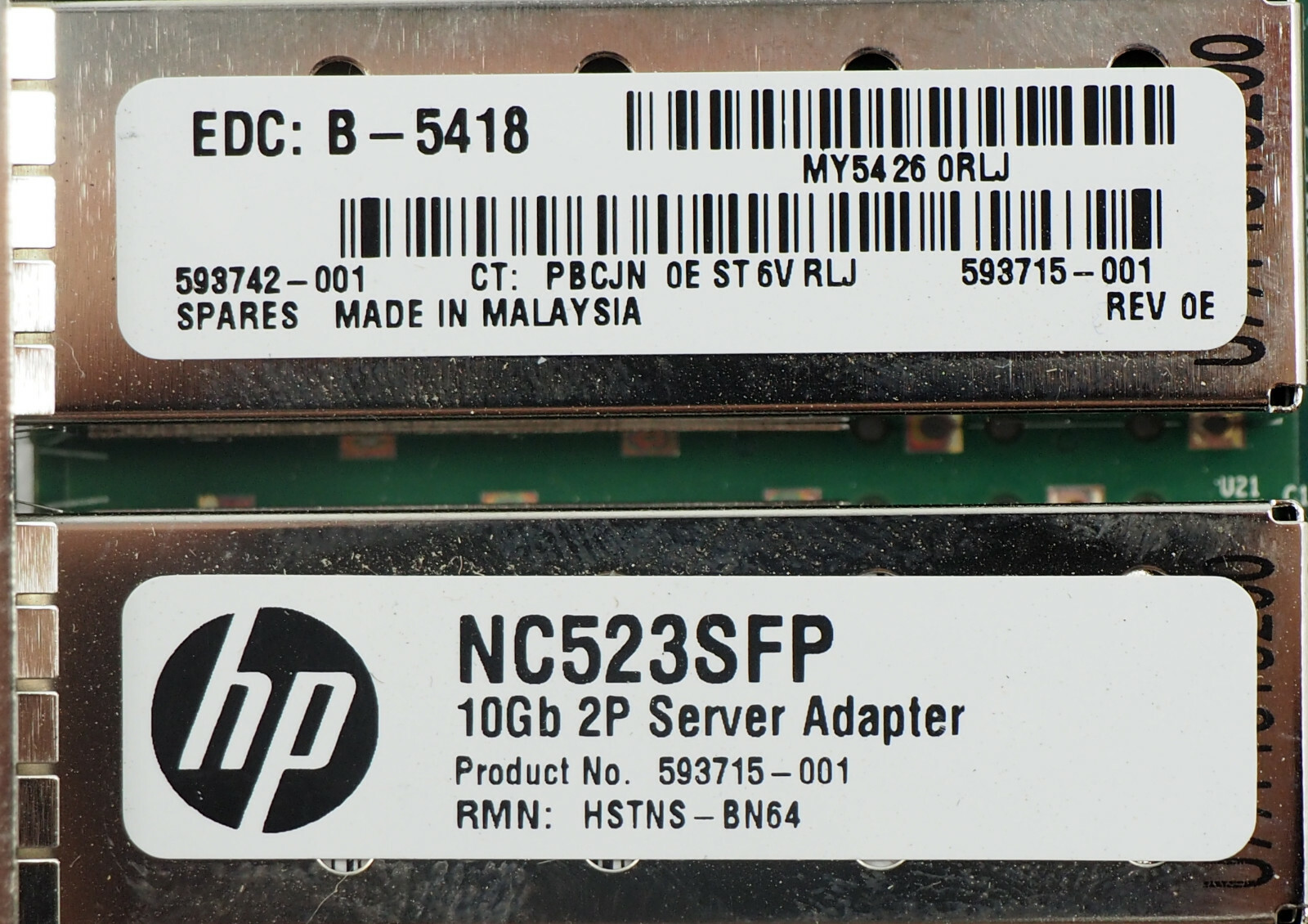 HP NC523SFP Dual Port 10GbE Server Adapter 593715-001 592742-001 PCIe