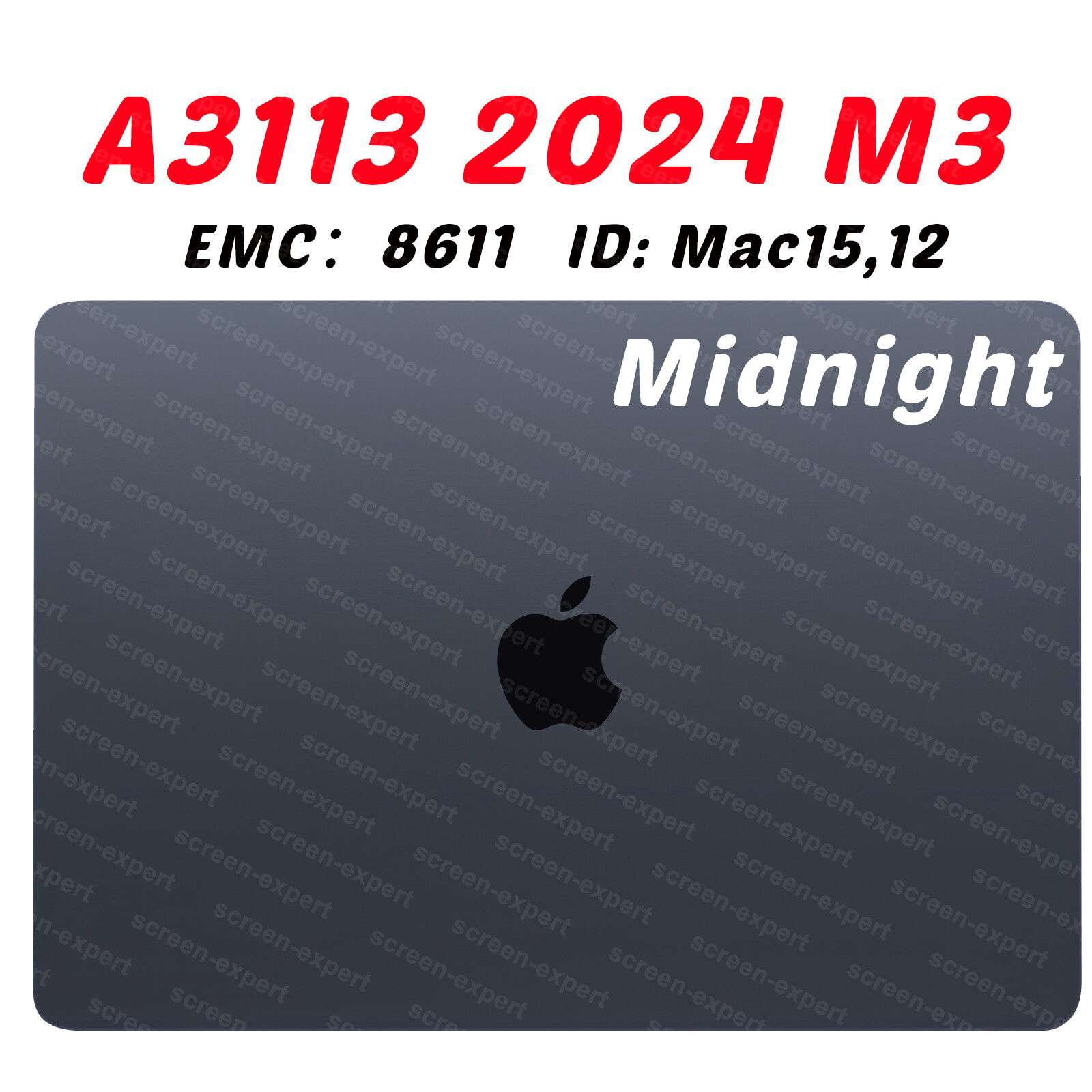 13″ for Macbook Air A3113 2024 M3 EMC8611 LCD Screen Display Assembly (Midnight)