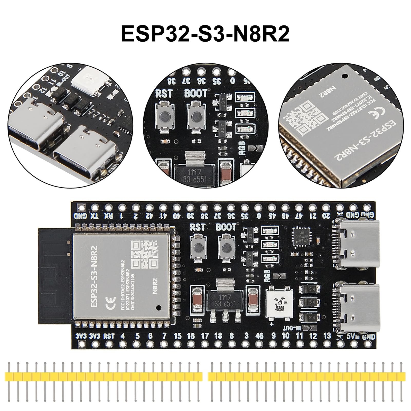 2PCS ESP32 ESP32-S3 Development Board Type-C WiFi+Bluetooth Internet of Thing…