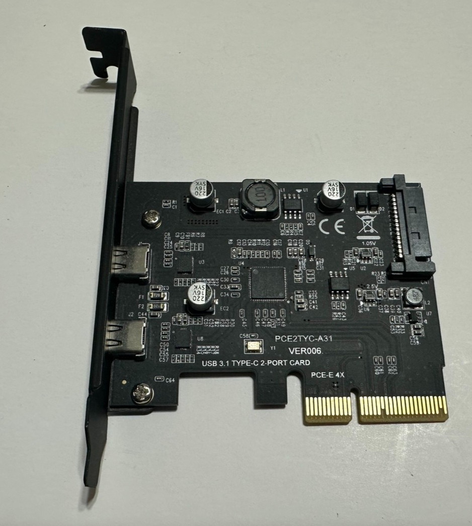 PCIe x4 USB 3.1 Gen 2 Dual USB-C Expansion Card 2-Port SATA Powered Adapter