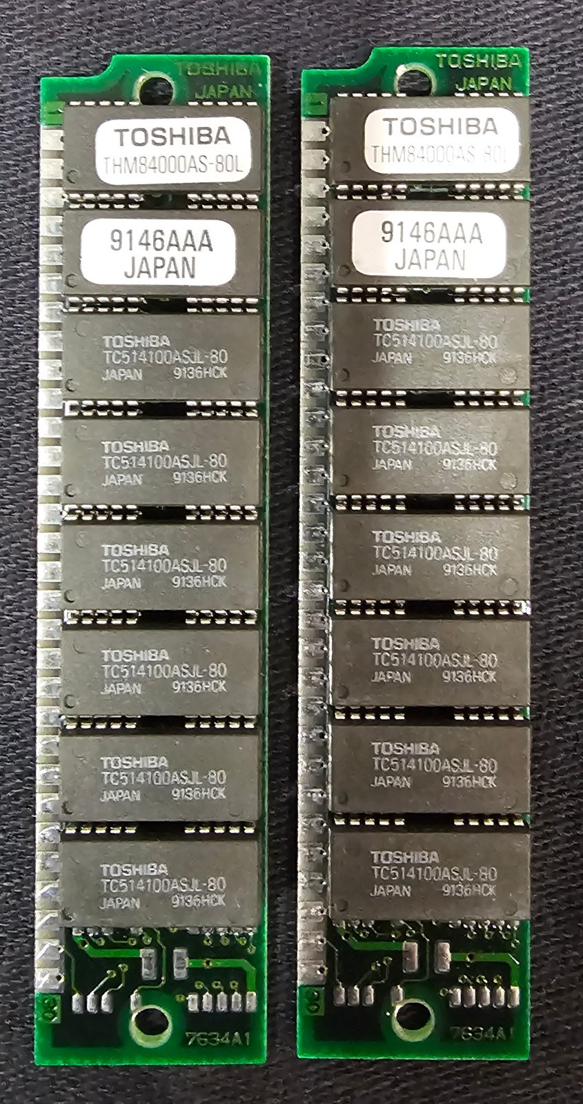 Lot of 25 30-Pin SIMM 2 & 8 Chip – 1MB – Toshiba Siemens Mitsubishi