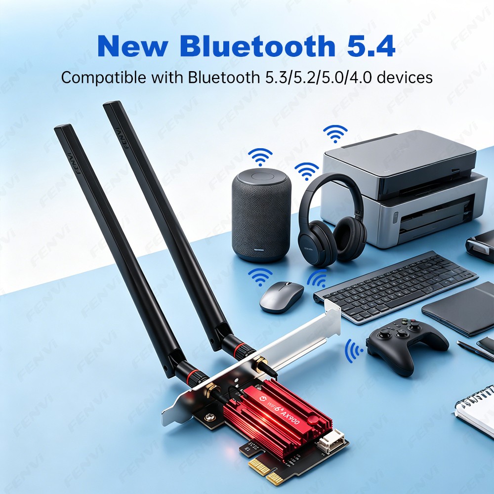 WiFi 6 AX900 PCIe Wireless Adapter Dual Band 2.4G+5G Bluetooth5.4 for Desktop PC