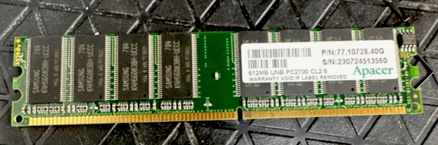 Apacer 512MB DDR DIMM PC2700 184pin RAM Module DDR-333 Model PC2700