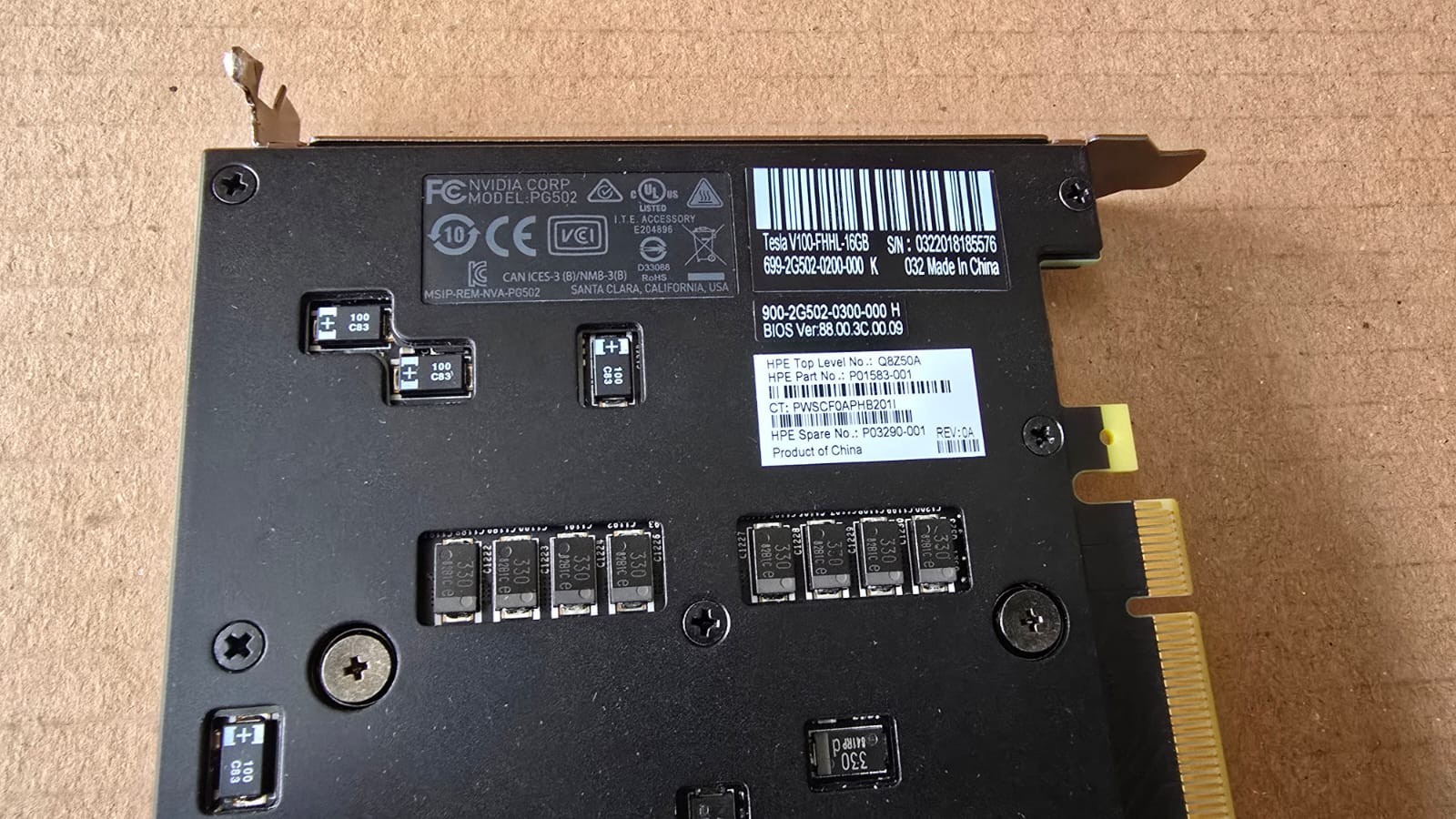 HPE NVIDIA Tesla V100 FHHL 16GB Module – Q8Z50A P03290-001 P01583-001