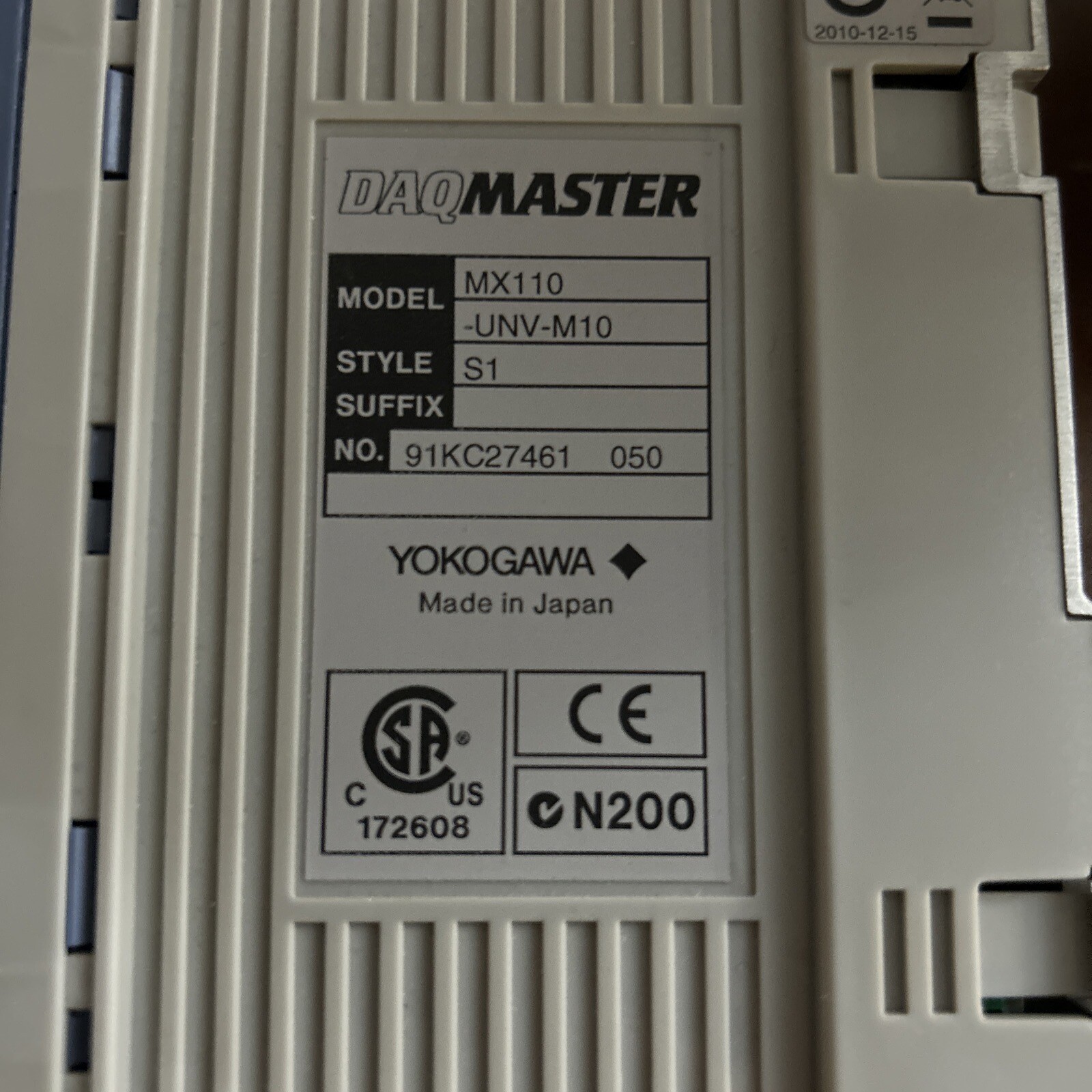 YOKOGAWA MX110-UNV-M10 DAQMASTER ANALOG INPUT 10CH. NEW, NO BOX. BC