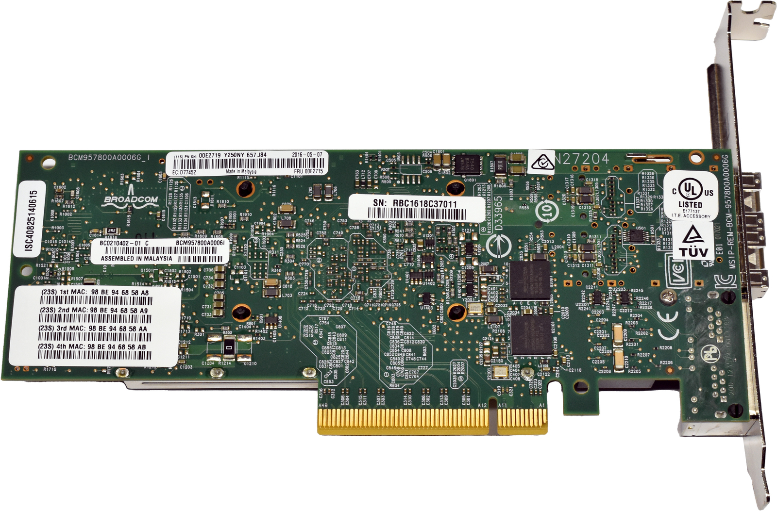 IBM Network Card 10Gb SFP 1Gb Ethernet Adapter PCIe 4-Port 00E2719 FP