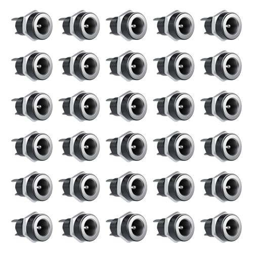 30PCS 5.5×2.1mm DC Power Jack, 2Pin Female Panel Mount Socket Connector |
