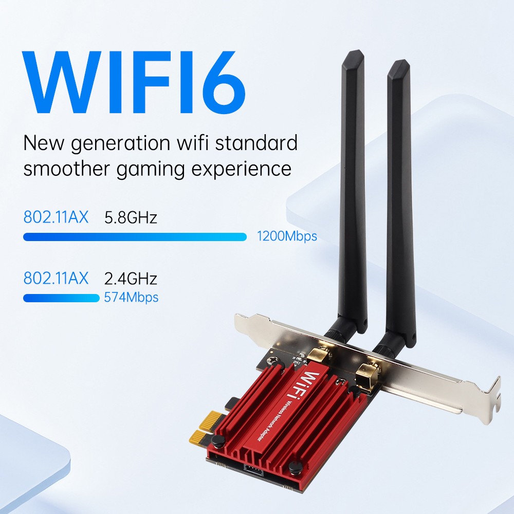 MT7921 WiFi6 Bluetooth5.2 PCIe Crad Dual Band 1800Mbps Adapter for windows 10/11