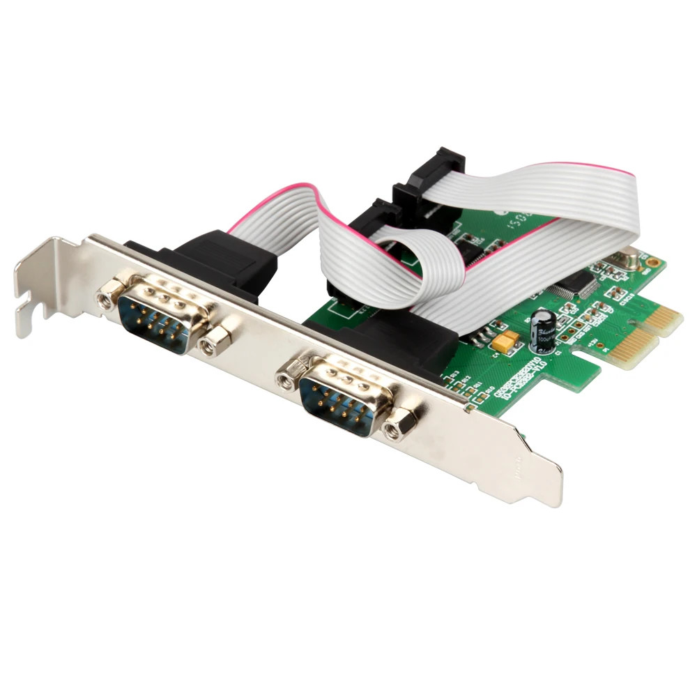 PCI Express 2 Ports Serial RS232 Com Db9 Controller Card Pci-E 1.0 X 1 WCH382 Ch