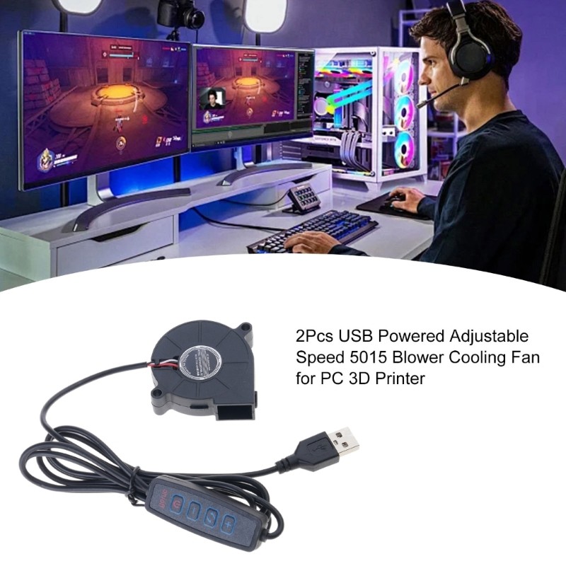 5V USB Powered PC Router Fan 5015 High Airflow Cooling Fan Adjustable Speed