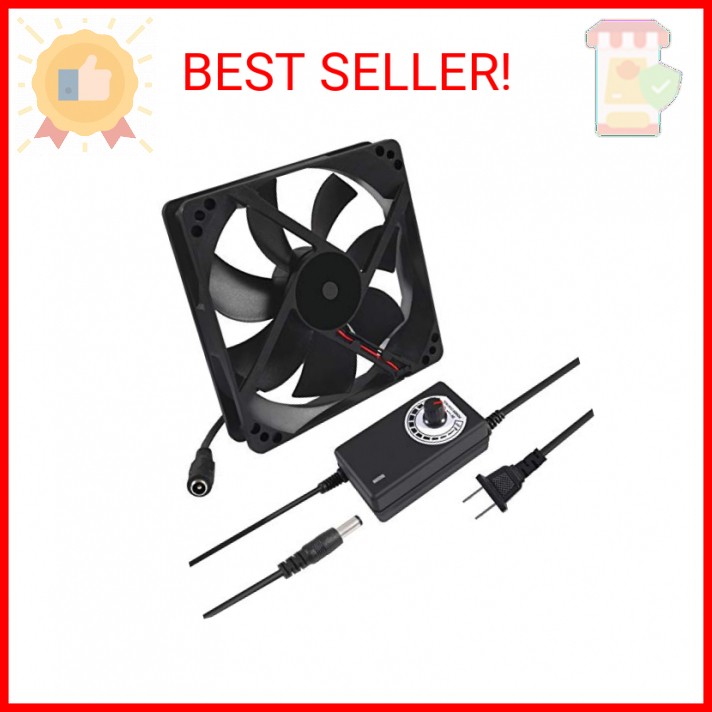 120mm x 25mm 110V 220V AC Powered Cooling Fan with Speed Controller 3V to 12V, 1