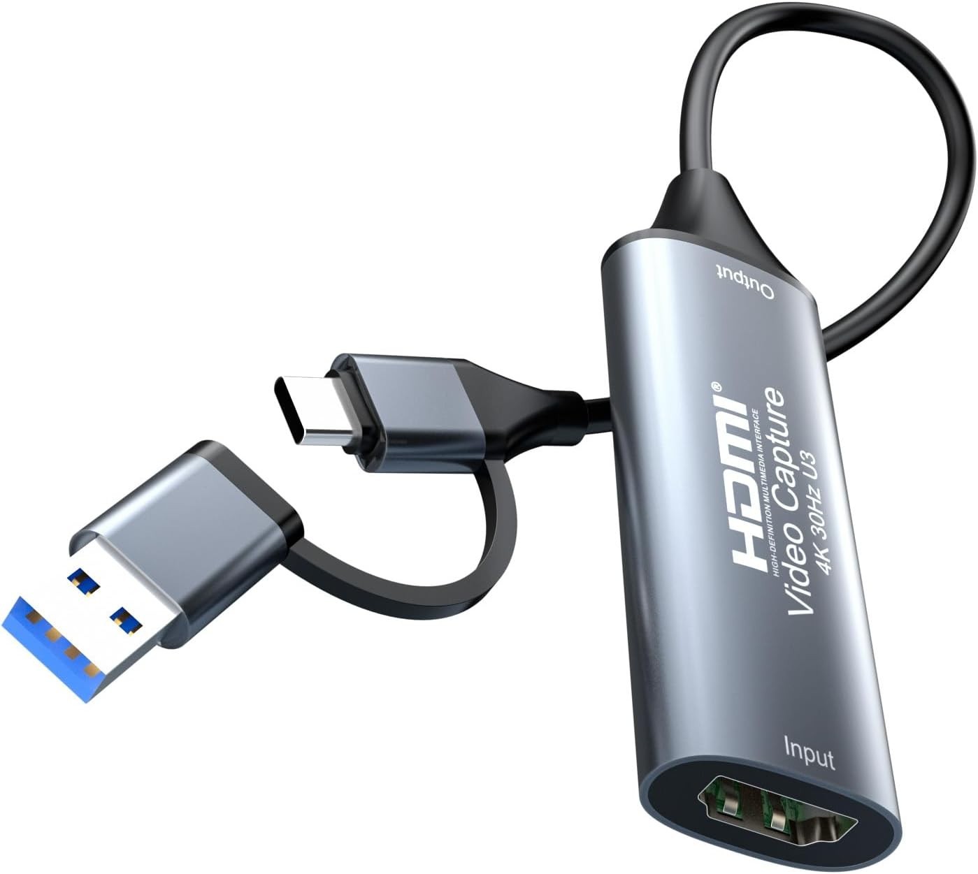 4K 30FPS HDMI Video Capture Card,Video Recording Card HDMI USB 3.0 with Type-C