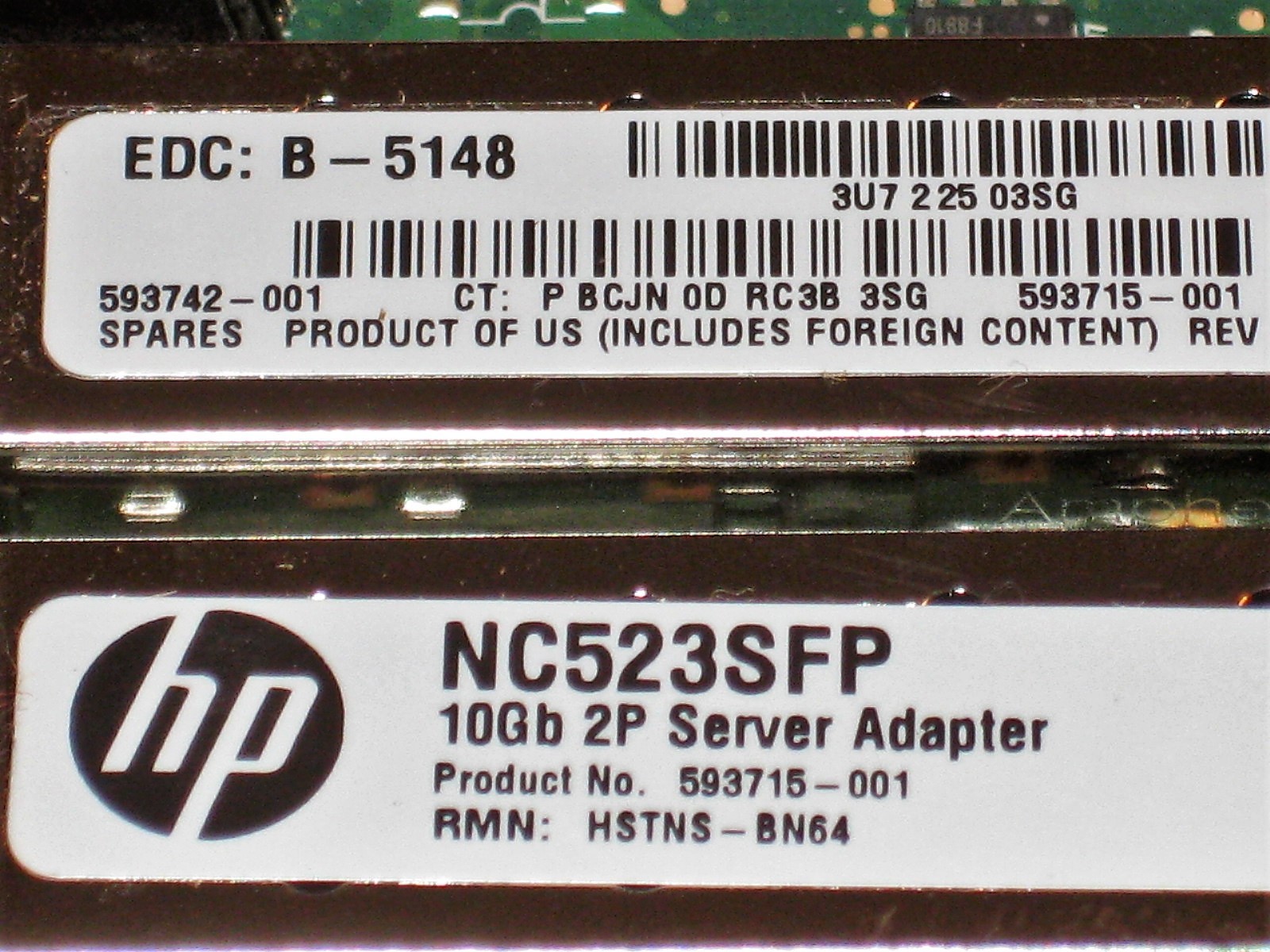 HP NC523SFP Qlogic QLE3242-HP 10Gbe SFP+ Server Adapter 593742-001 593715-001