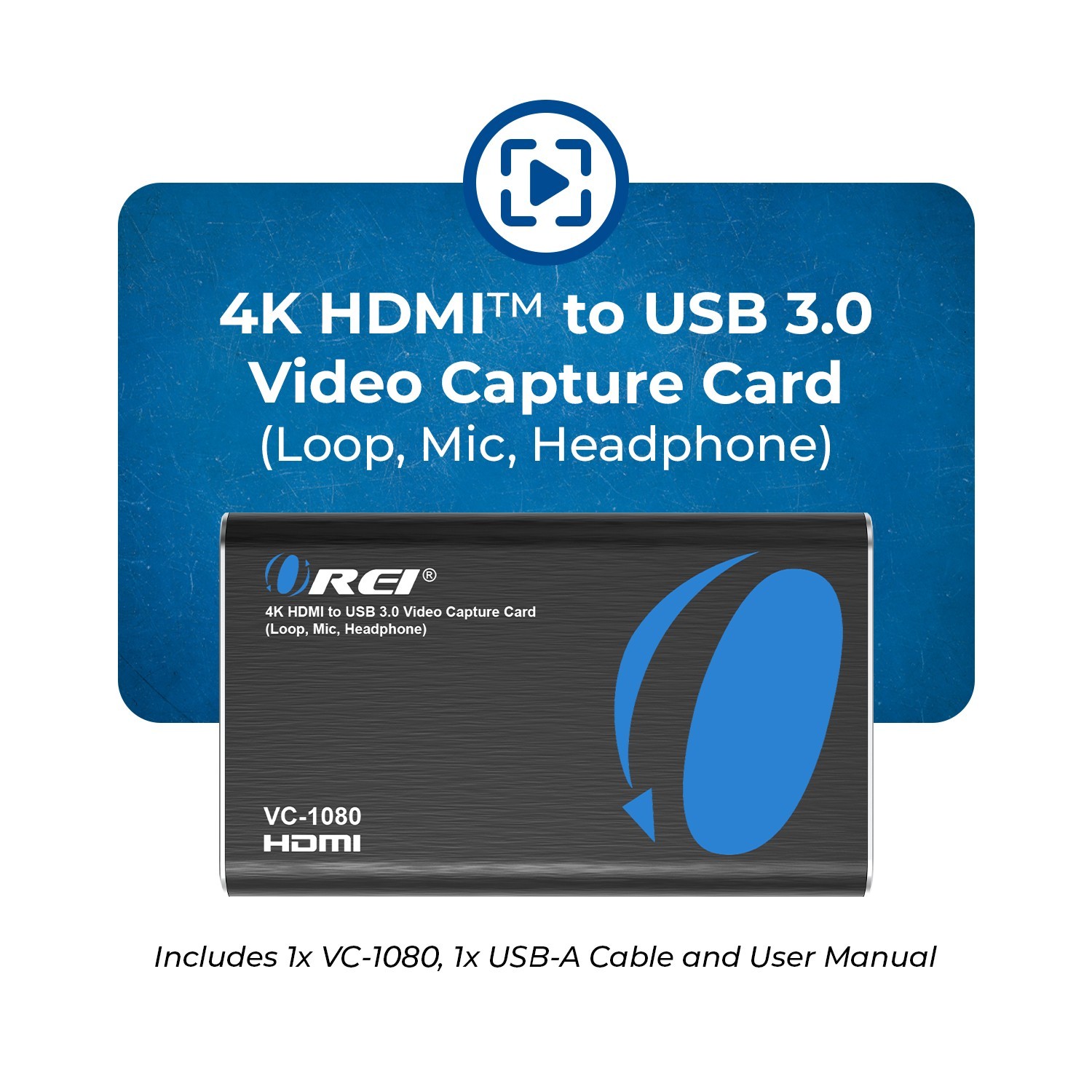 4K HDMI to USB 3.0 Video Capture Card (Loop, Mic, Headphones) (VC-1080)