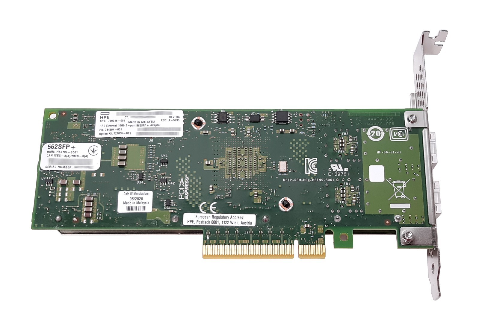 HPE 562SFP+ Ethernet 10GB dual-port 2port Adapter PCIe 784304-001 790316-001
