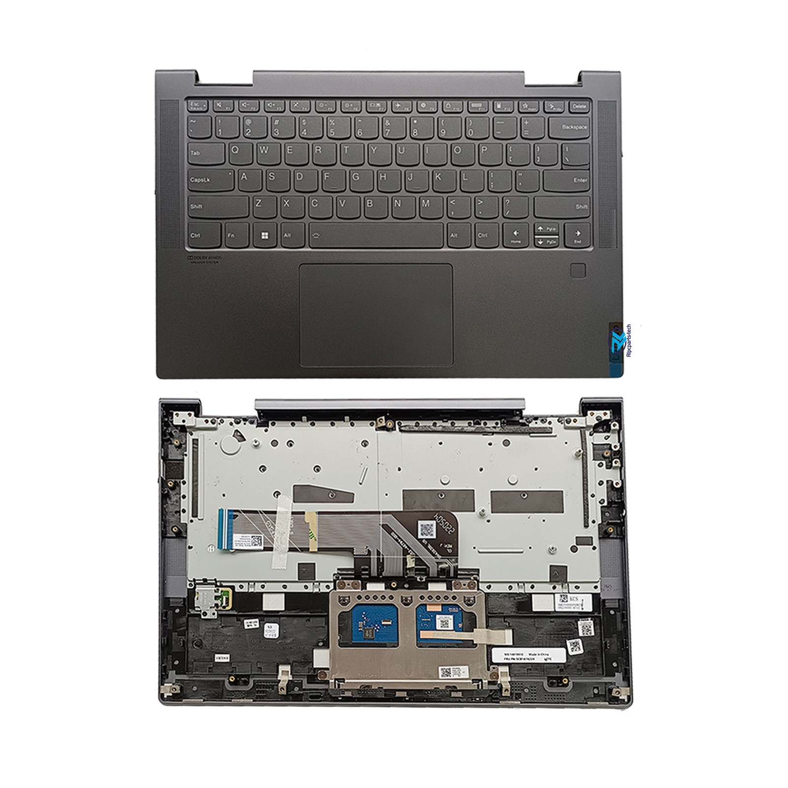 For Lenovo Yoga 7-14ITL5 82BH Palmrest Backlit Keyboard Touchpad 5CB1A16224 Gray