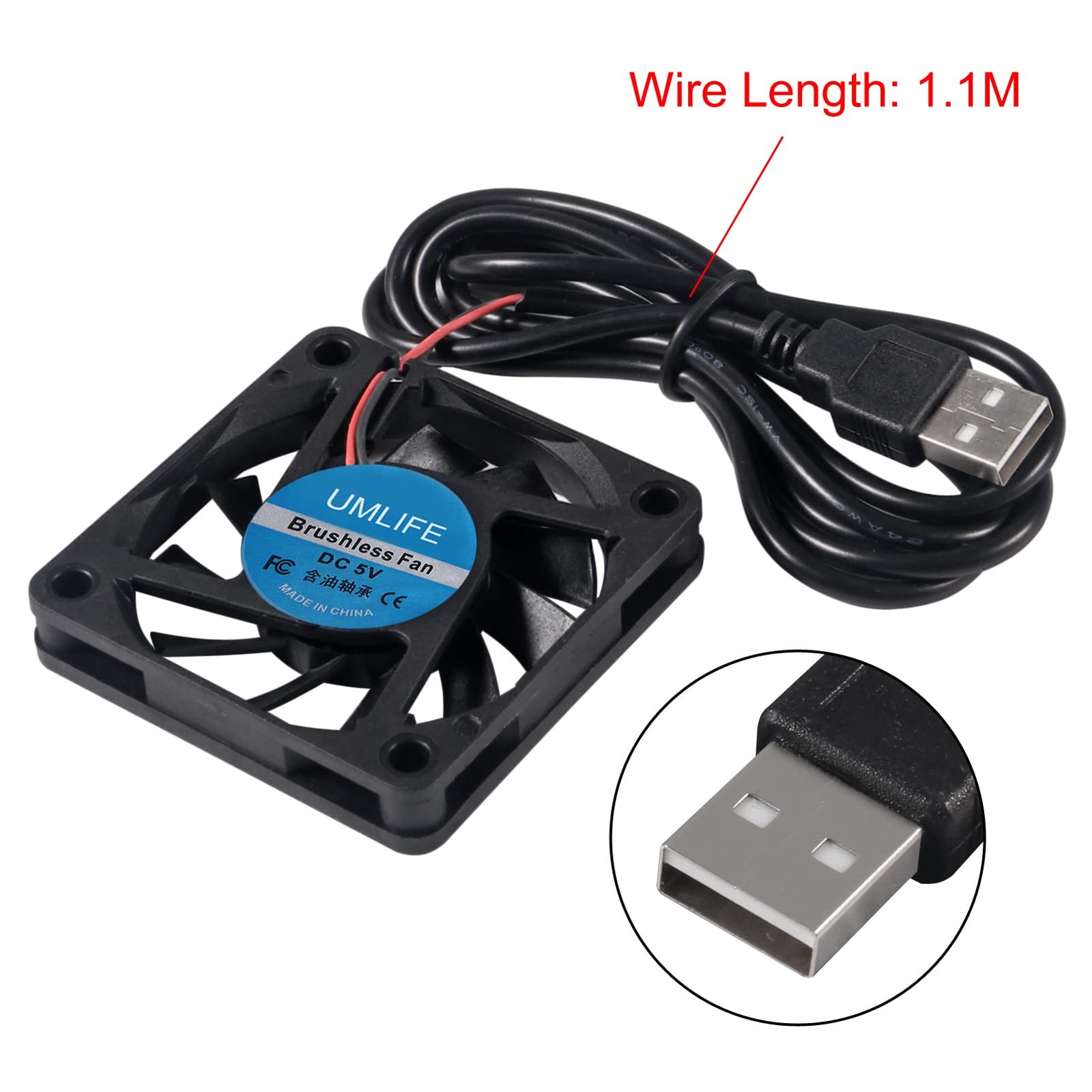 4PACK DC 60mm USB Fan 5V 6015 Brushless Cooling 60mmx15mm 6015