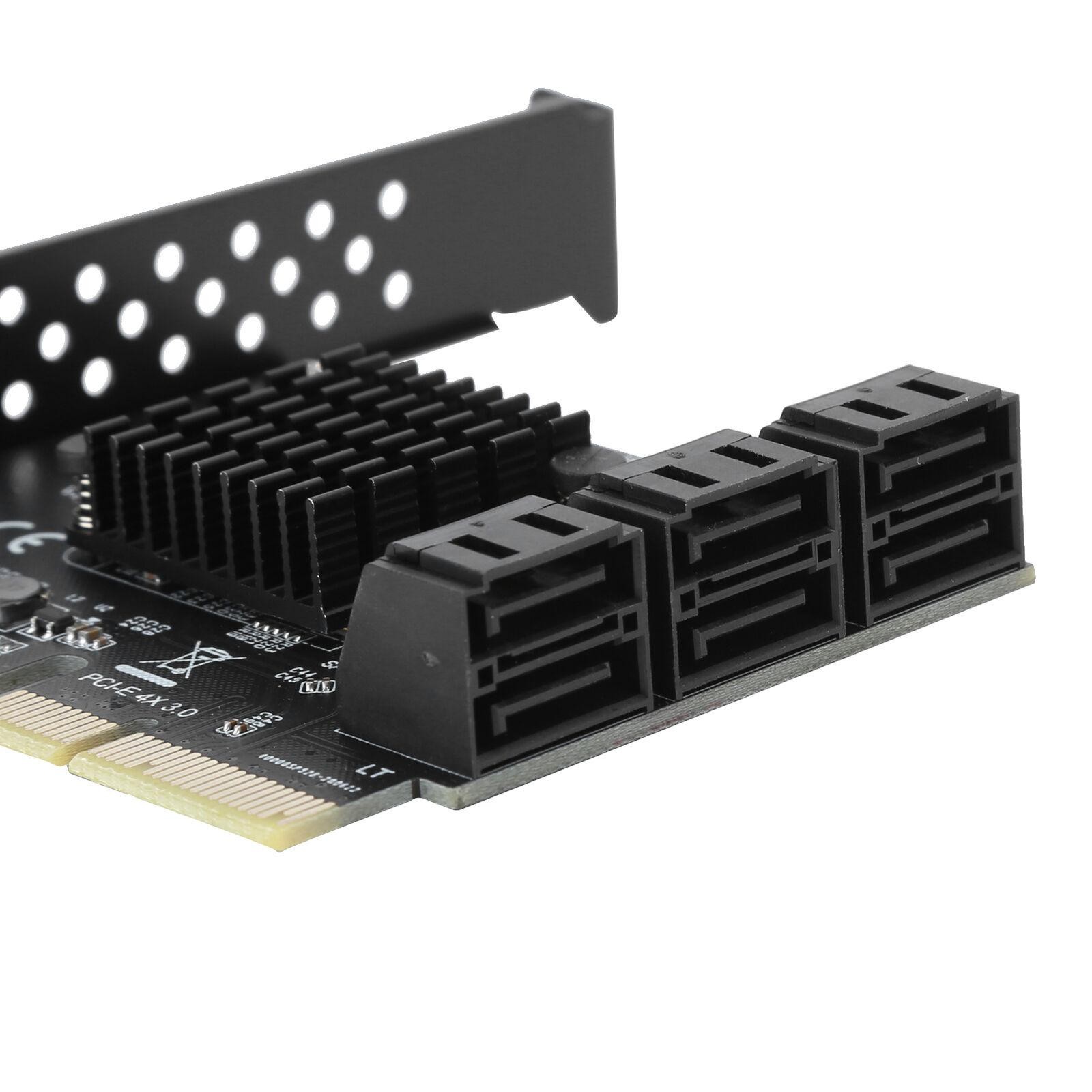 6 Port PCI-E Expansion Card Adapter PCI-E x4x8x16 6G SATA3.0 For ASMedia ASM1166