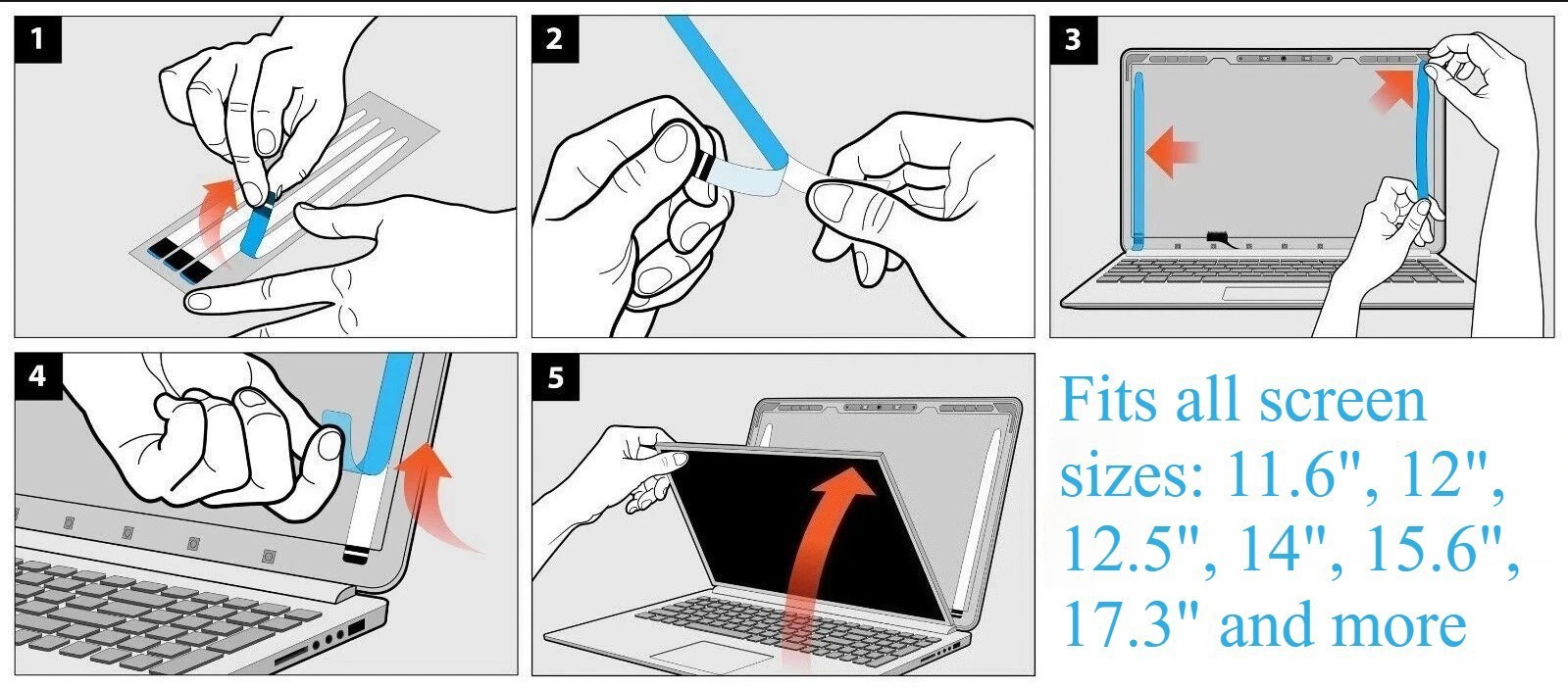 Laptop Screen Adhesive Strips Double-Sided Easy-Pull Tape 13.3 14 15.6 17.3 Lot