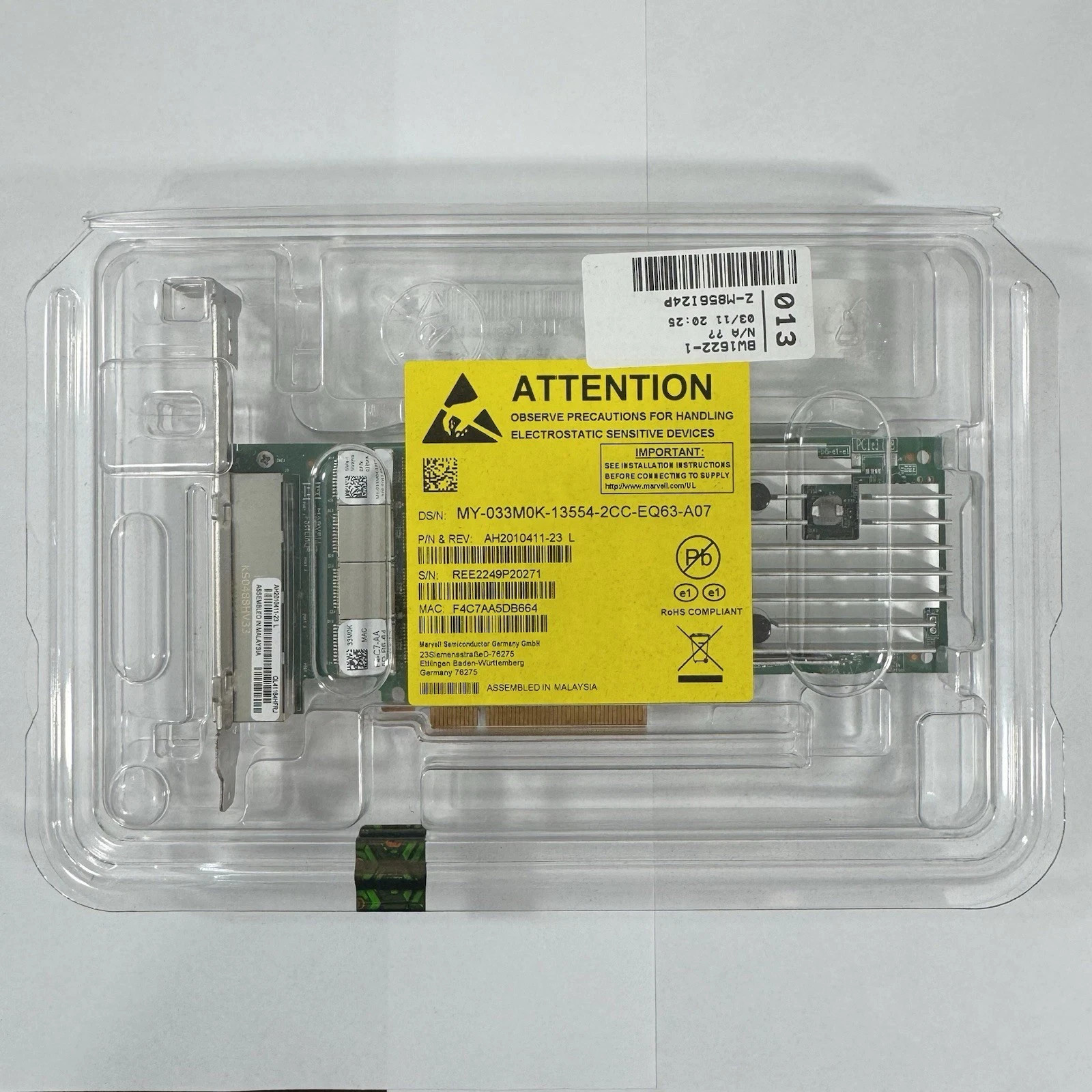DELL Qlogic QL41164HFRJ Quad 10Gb RJ-45 33M0K Proxmox PFSense OpnSense Win NEW