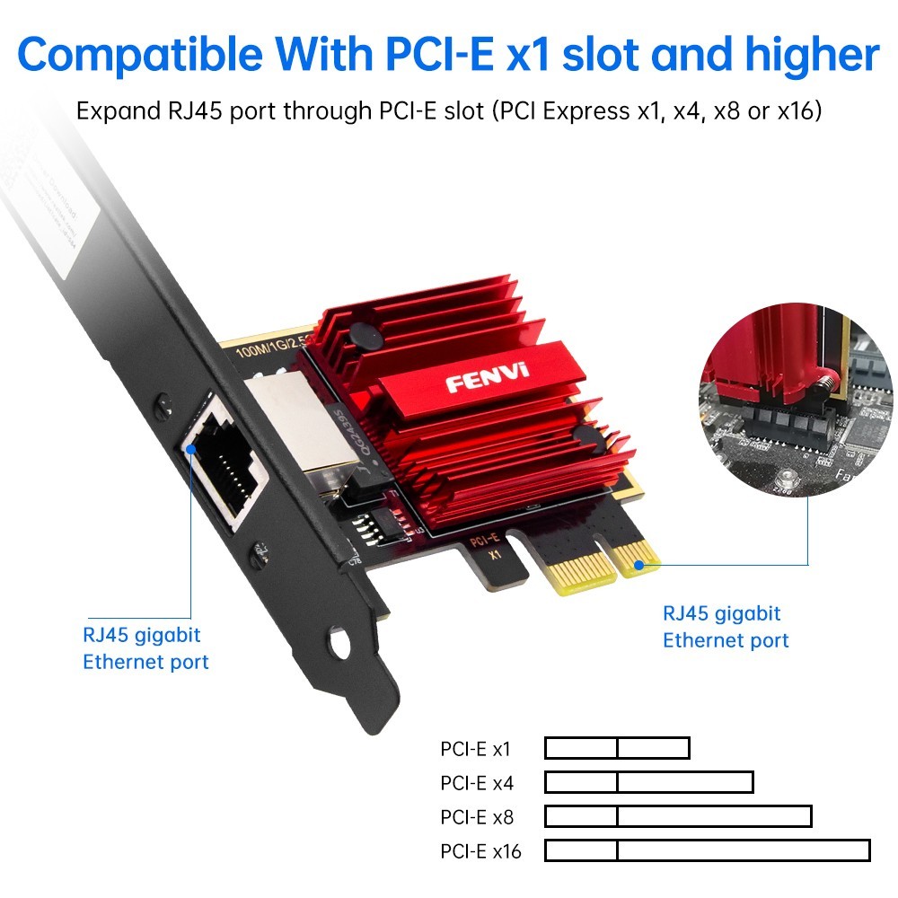 2.5Gbps PCIe Network Card Realtek RTL8125 Gaming NAS LAN Adapter 2500Mbps RJ45