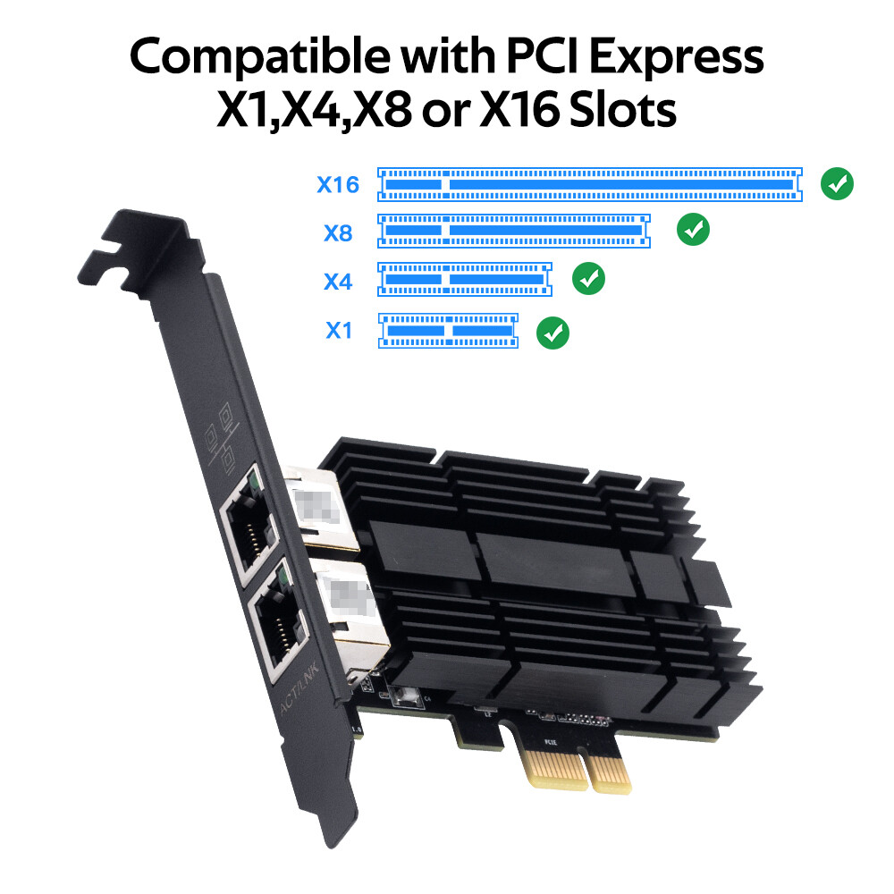 2.5GbE Dual Port PCIe NIC Intel I226 Chip RJ45 Ethernet Card Low Profile Bracket