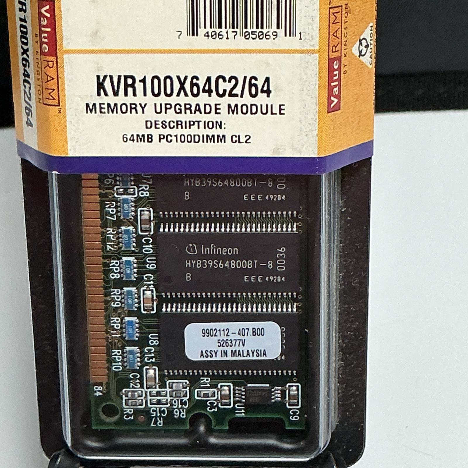 NEW Sealed Vintage Kingston ValueRAM 64MB PC100 SDRAM DIMM RAM KVR100X64C2/64