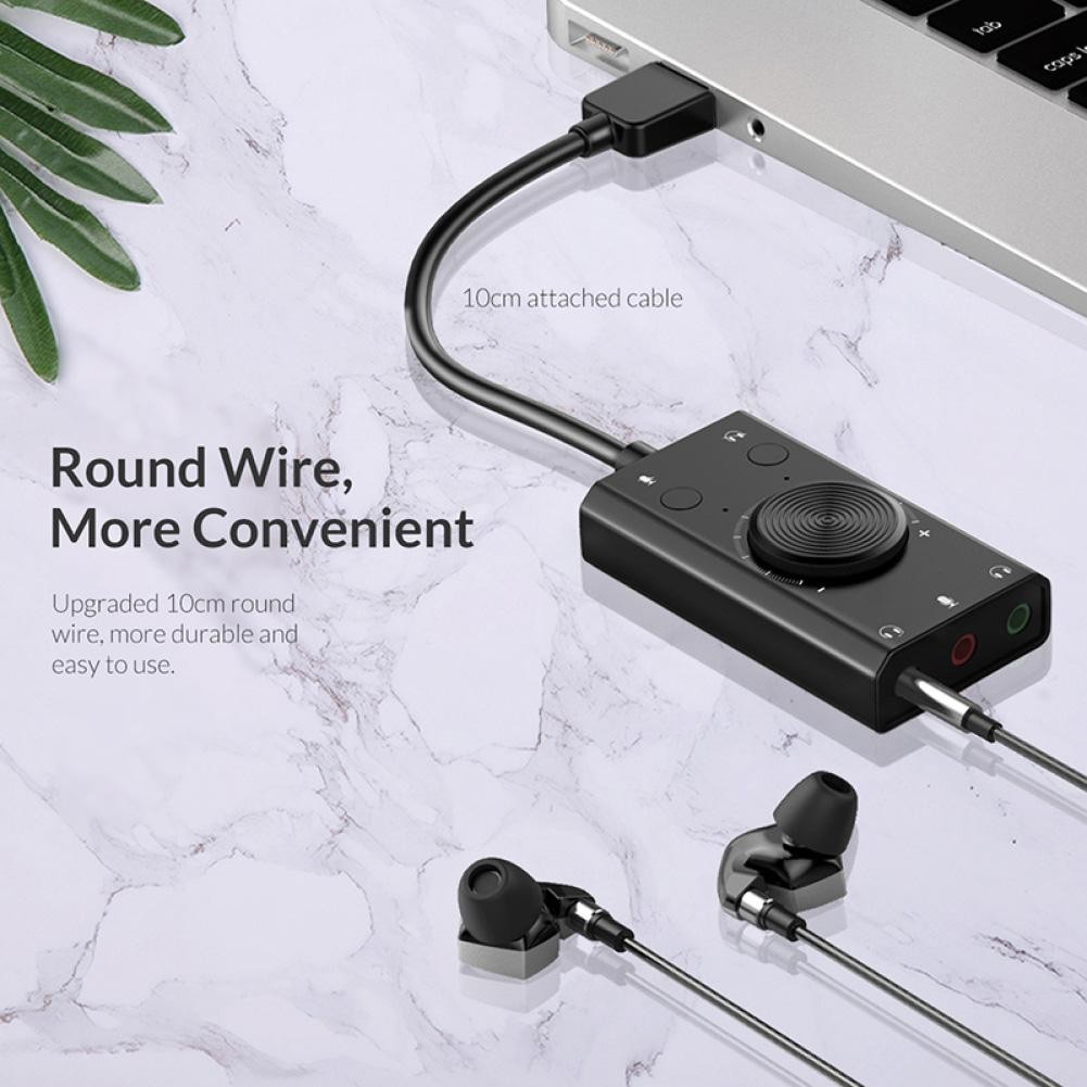 2-in-1 15Hz-25KHz Universal External USB Driver-Free Sound Card LED Indicator