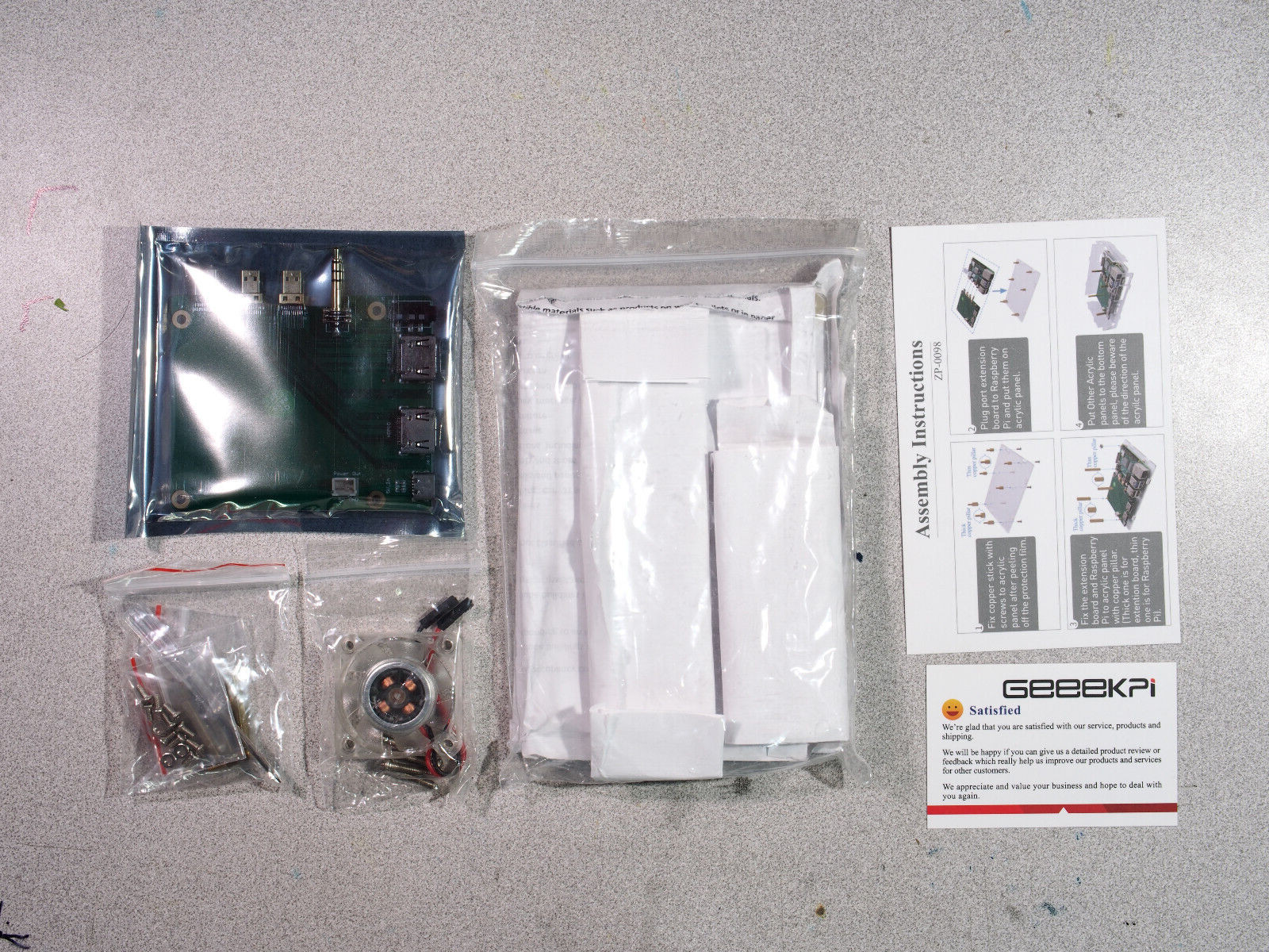 GeekPi Raspberry Pi 4 Model B Arcylic Case – *HEATSINK NOT INCLUDED*