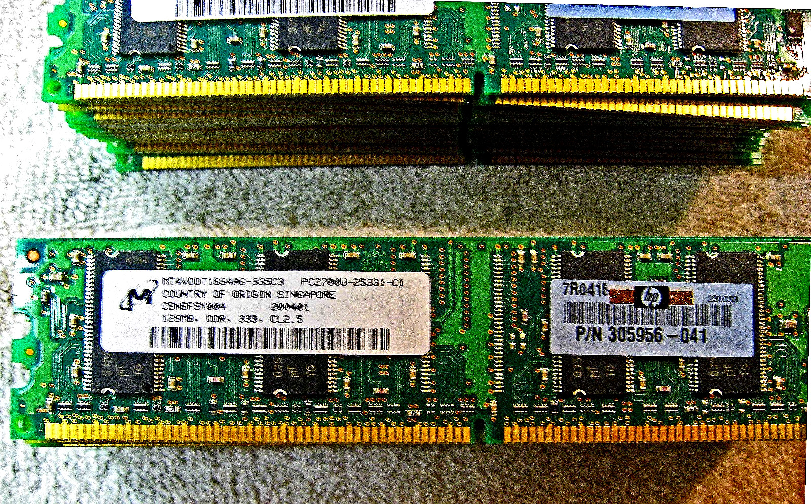 *Lot of 46* 128MB DDR 333 CL2.5 PC2700U RAM – Various Brands – HP#305956-041