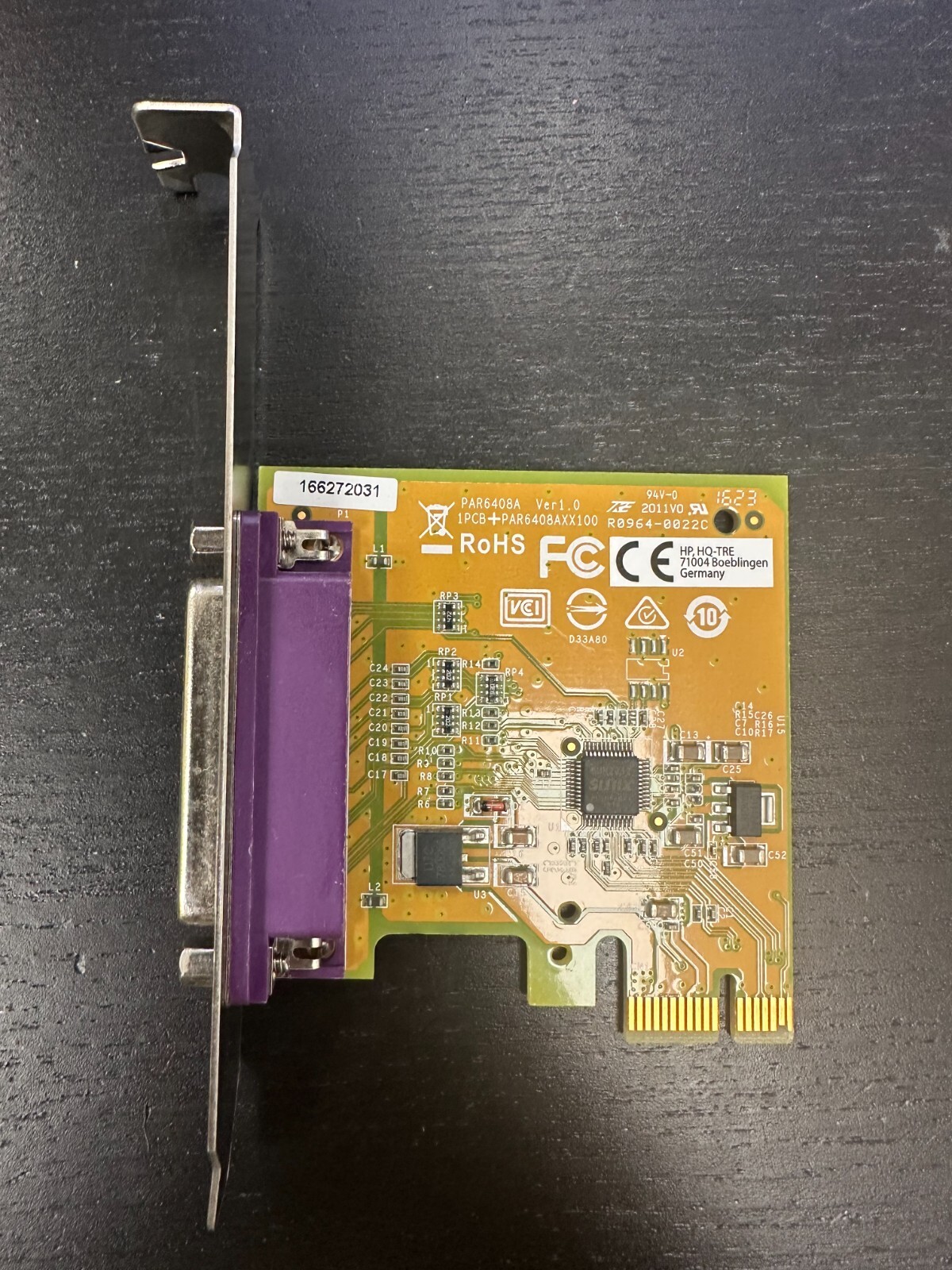 HP SUNIX PAR6408A 1Port IEEE1284 Parallel PCIe X1 Board VGB32 801549-001/00HV201