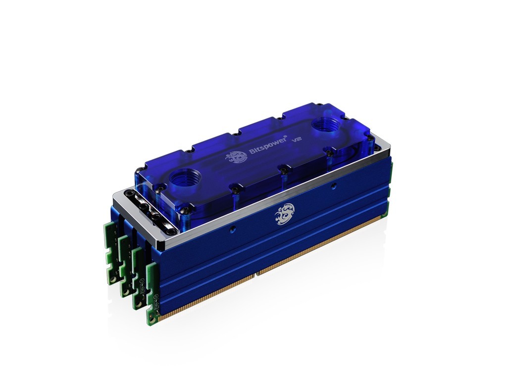Bitspower Universal RAM Module Water Cooling Set For 6 Banks 6-DIMMs – Blue/Blue