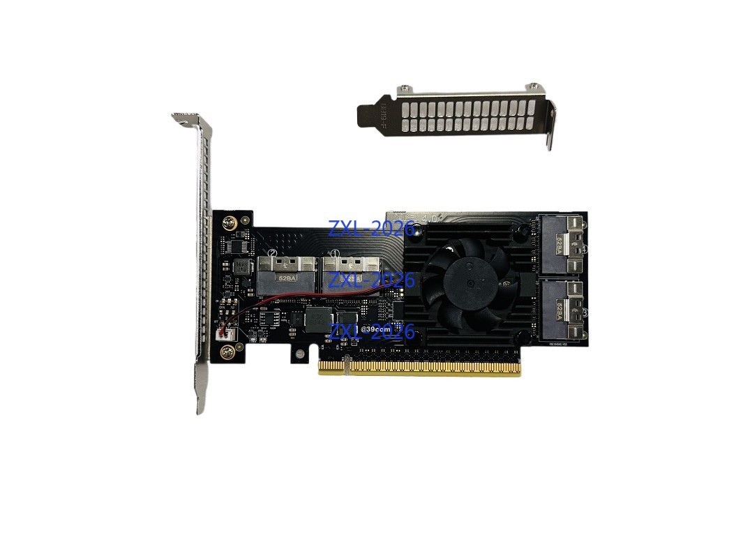PLX88048 PCIe 4.0 x16 4*SFF-8654 8I Expansion Card +4*Baseplate 4*Cable X8X8X8X8