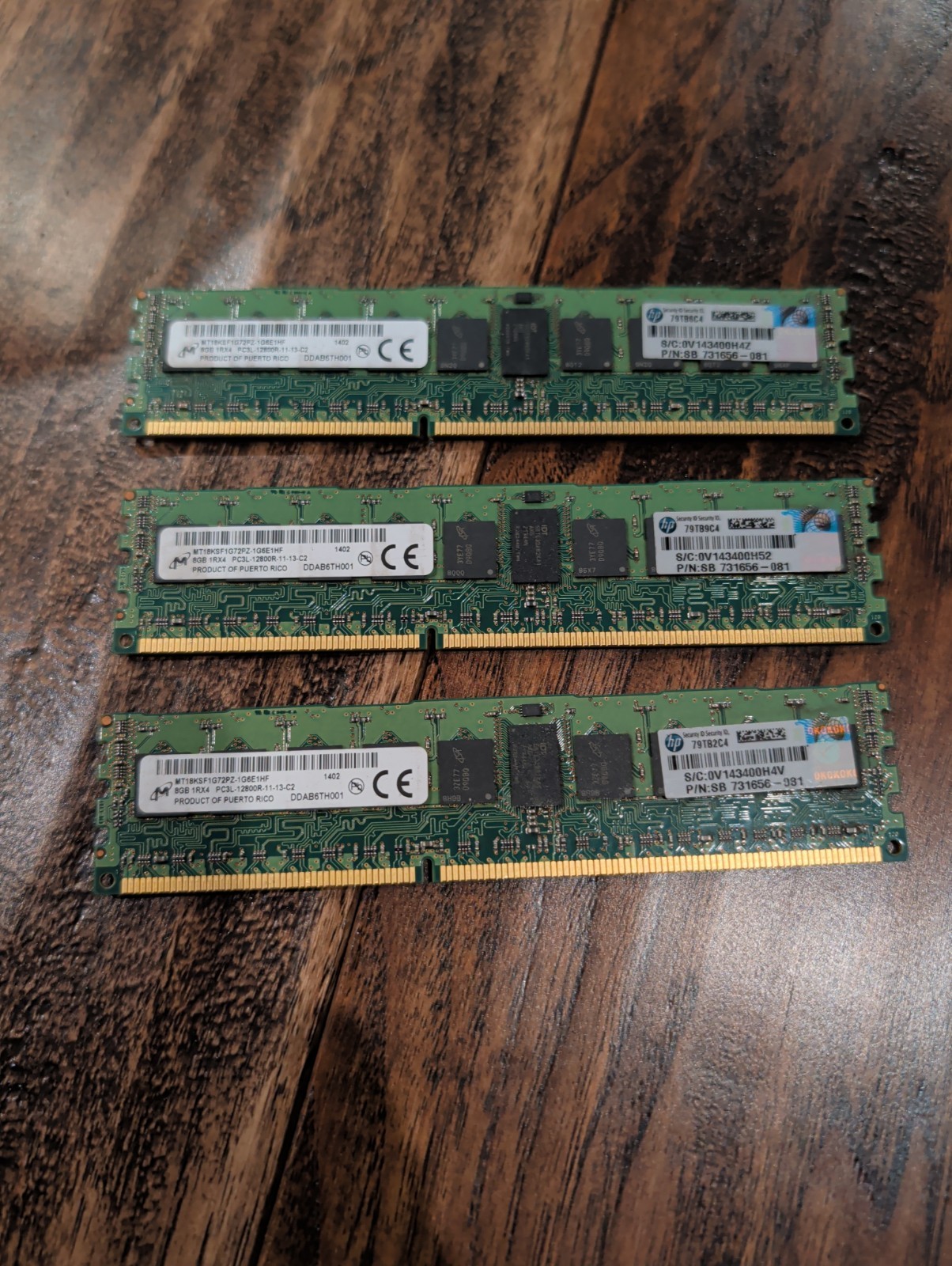 3 Available Micron 8GB DDR3L-1600 ECC RDIMM RAM MT18KSF1G72PZ-1G6N1 PC3L-12800R